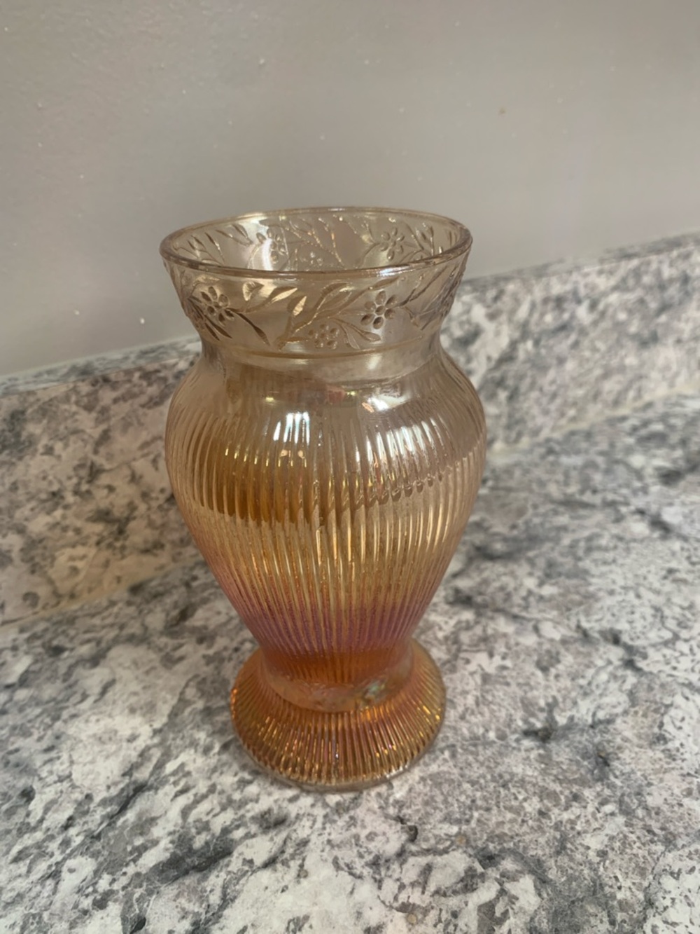 Marigold Carnival Glass Vase